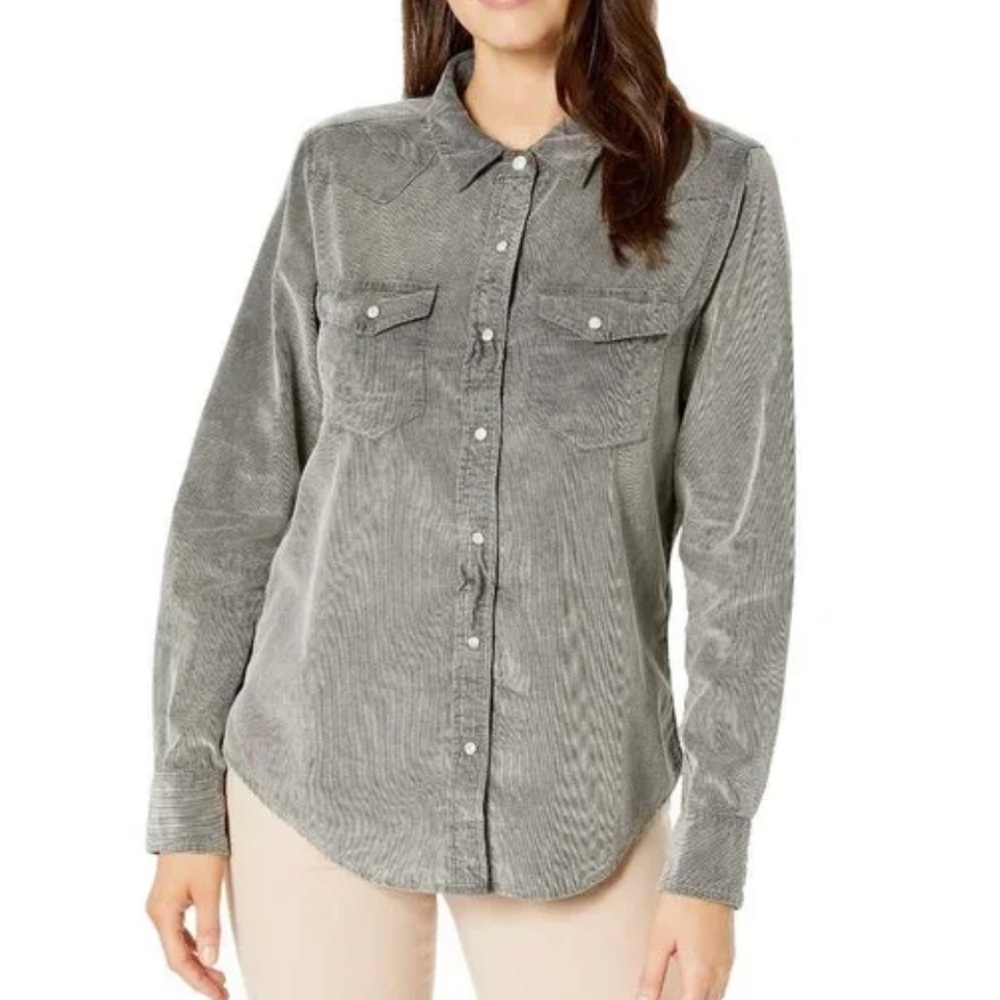 Dylan corduroy grey front snap shirt